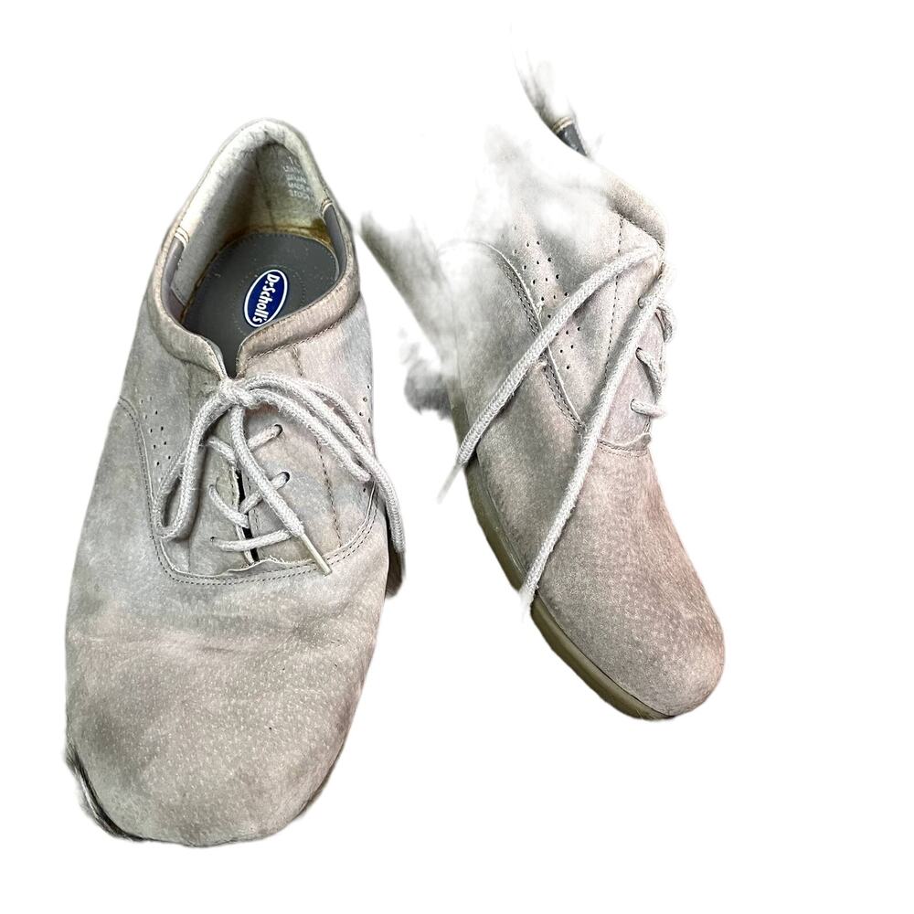Dr. Scholl's Men Size 10W Gray suede leather shoes comfort tie-up